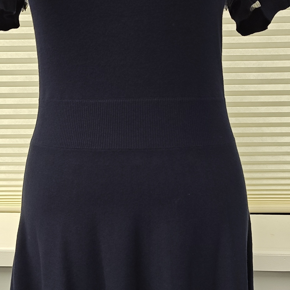 Draper James XS Nassau Navy Fleurette Sleeve Lightweight Sweater Dress NWT - Picture 9 of 13